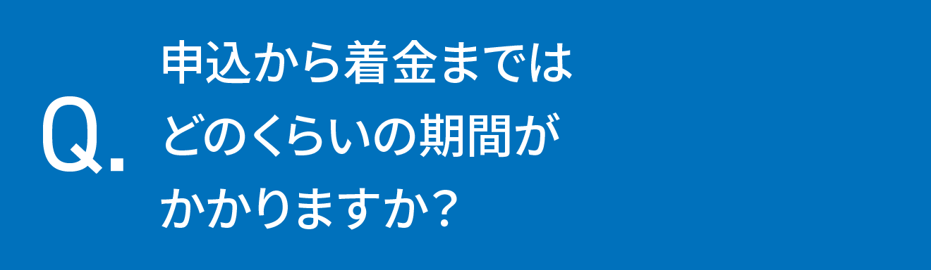 申込から着金まではどのくらいの期間がかかりますか？