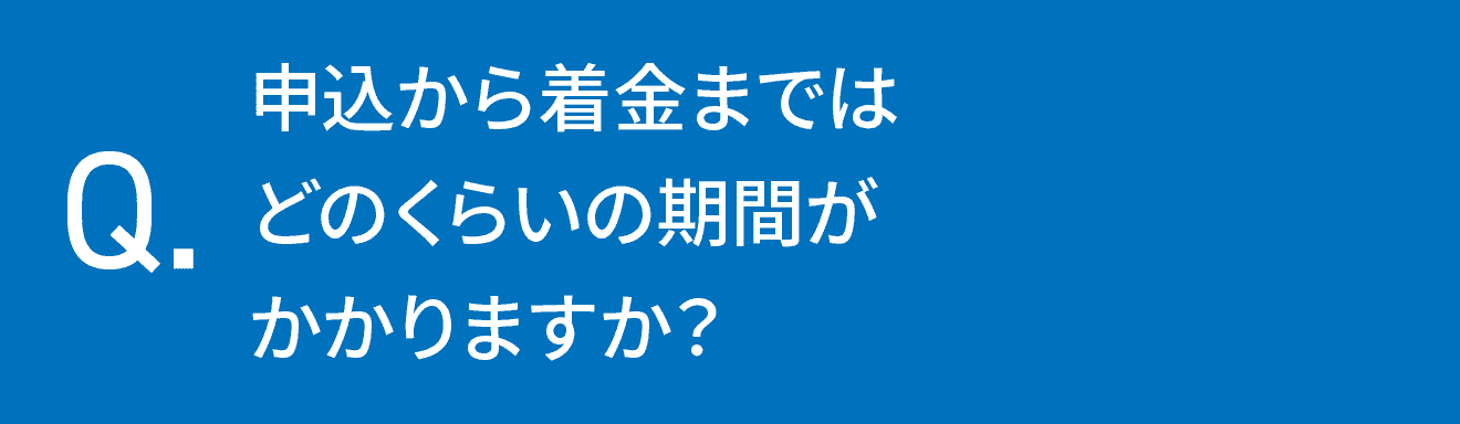 申込から着金まではどのくらいの期間がかかりますか？