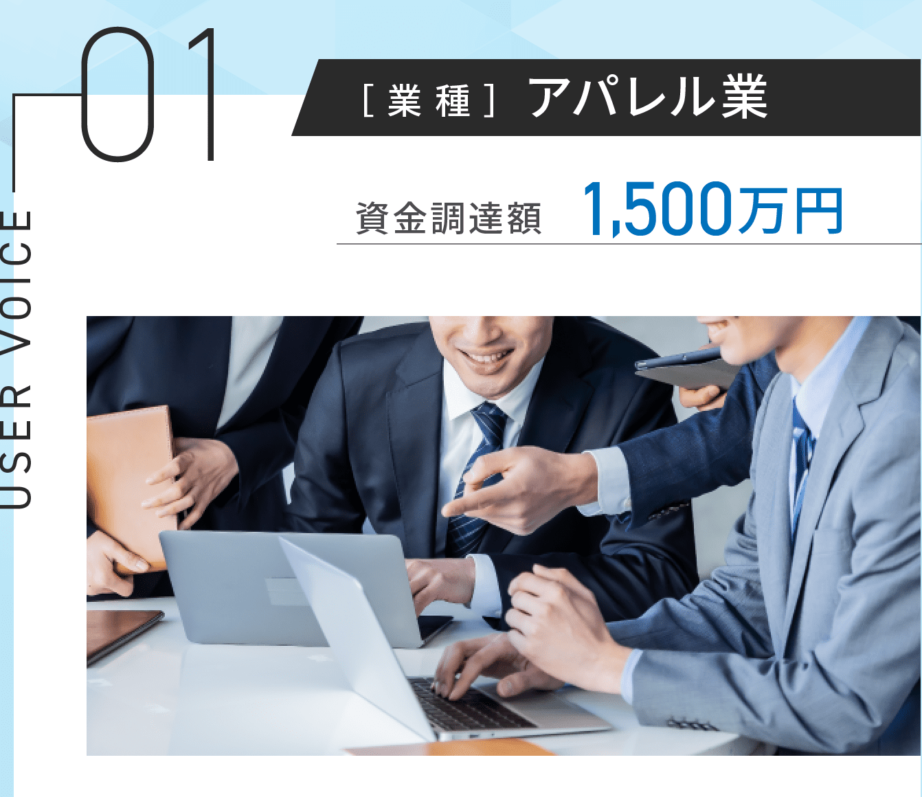 ［ 業 種 ］アパレル業 資金調達額 1,500万円